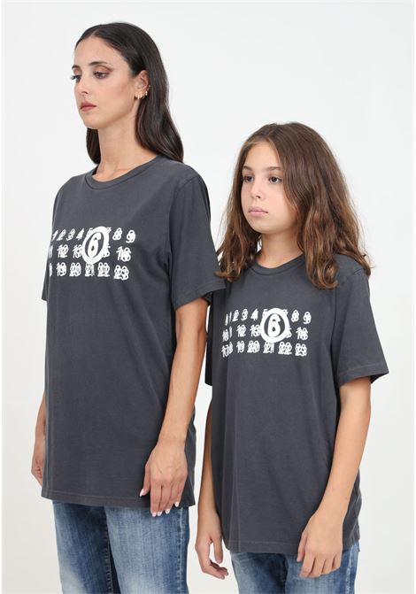 T-shirt a manica corta grigia per donna e bambina con stampa Numerique MAISON MARGIELA | M60671MM04AM6900